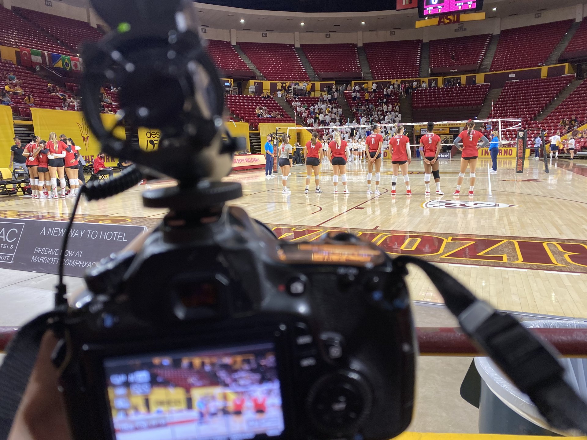 Shooting an ASU volleyball match from the baseline
